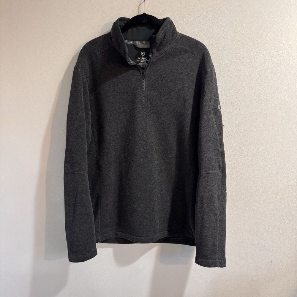 Kuhl Revel Quarter Zip Fleece Sweater Sweatshirt L Charcoal Gray Outdoor Hiking